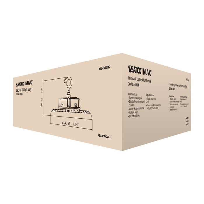 UFO Hi-Bay Nuvo 65-805R2 200 Watt UFO LED High Bay - 4000K - 28200 Lumens - 277-480 Volt - Black Finish Nuvo