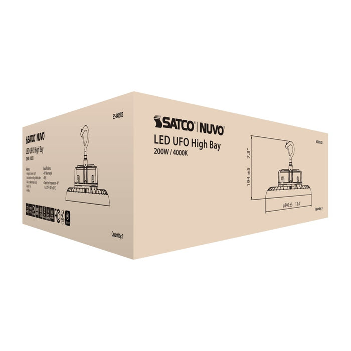 UFO Hi-Bay Nuvo 65-805R2 200 Watt UFO LED High Bay - 4000K - 28200 Lumens - 277-480 Volt - Black Finish Nuvo