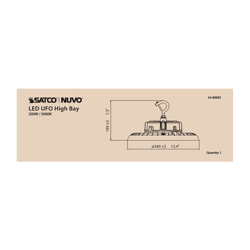 UFO Hi-Bay Nuvo 65-806R2 200 Watt UFO LED High Bay - 5000K - 29000 Lumens - 277-480 Volt - Black Finish Nuvo
