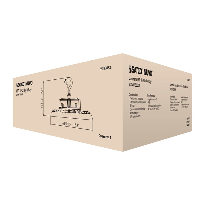 UFO Hi-Bay Nuvo 65-806R2 200 Watt UFO LED High Bay - 5000K - 29000 Lumens - 277-480 Volt - Black Finish Nuvo