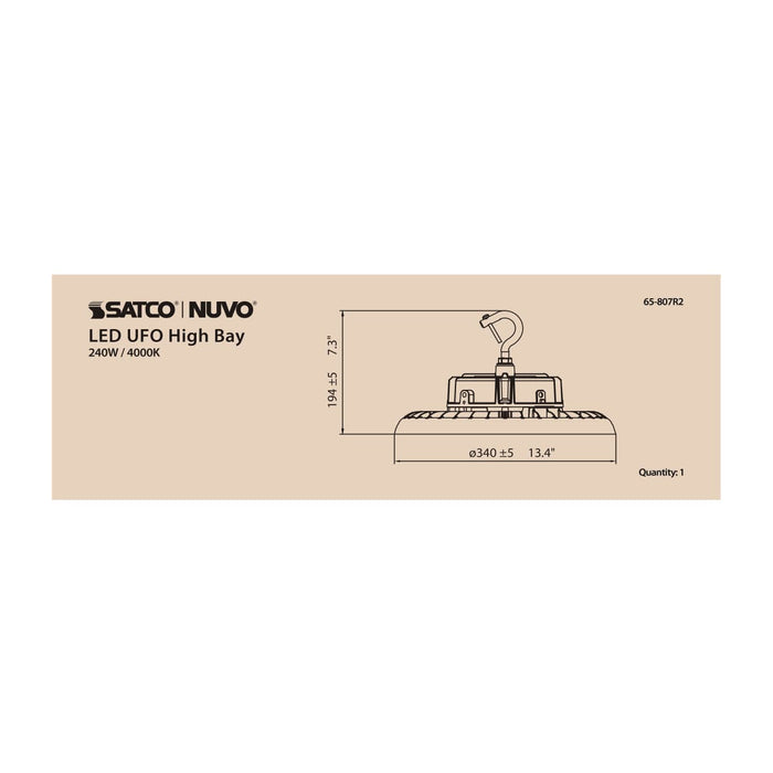 UFO Hi-Bay Nuvo 65-807R2 240 Watt UFO LED High Bay - 4000K - 33840 Lumens - 277-480 Volt - Black Finish Nuvo