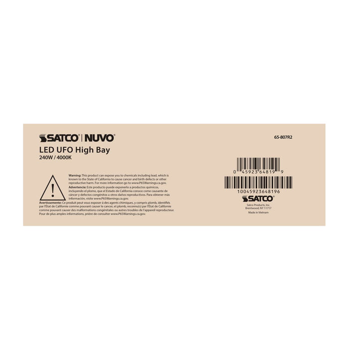 UFO Hi-Bay Nuvo 65-807R2 240 Watt UFO LED High Bay - 4000K - 33840 Lumens - 277-480 Volt - Black Finish Nuvo