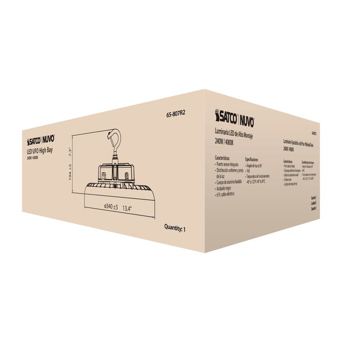 UFO Hi-Bay Nuvo 65-807R2 240 Watt UFO LED High Bay - 4000K - 33840 Lumens - 277-480 Volt - Black Finish Nuvo