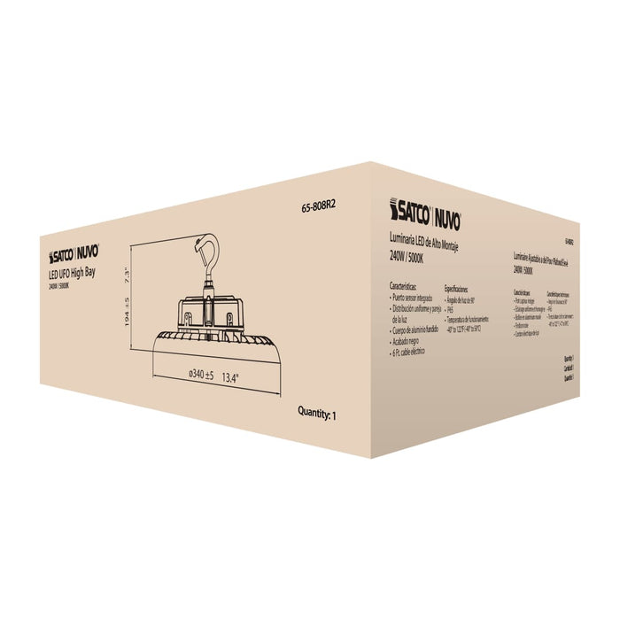 UFO Hi-Bay Nuvo 65-808R2 240 Watt UFO LED High Bay - 5000K - 34800 Lumens - 277-480 Volt - Black Finish Nuvo