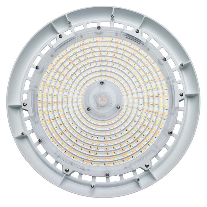 UFO Hi-Bay Nuvo 65-813 Wattage 150W/175W/200W and CCT Selectable 3K/4K/5K LED UFO High Bay - 120-347 Volt - White Finish Nuvo