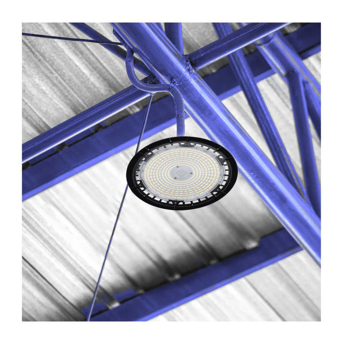 UFO Hi-Bay Nuvo 65-813 Wattage 150W/175W/200W and CCT Selectable 3K/4K/5K LED UFO High Bay - 120-347 Volt - White Finish Nuvo