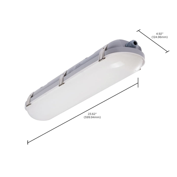 Vapor Tight Nuvo 65-820R1 2 Foot - 20 Watt - Vapor Proof Linear Fixture - CCT Selectable - IP65 and IK08 Rated - 0-10V Dimming - 120V-347V - Gray Finish Nuvo