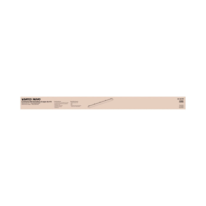 Vapor Tight Nuvo 65-821R1 4 Foot - Vapor Proof Linear Fixture - CCT & Wattage Selectable - IP65 and IK08 Rated - 0-10V Dimming - 120V-347V - Gray Finish Nuvo