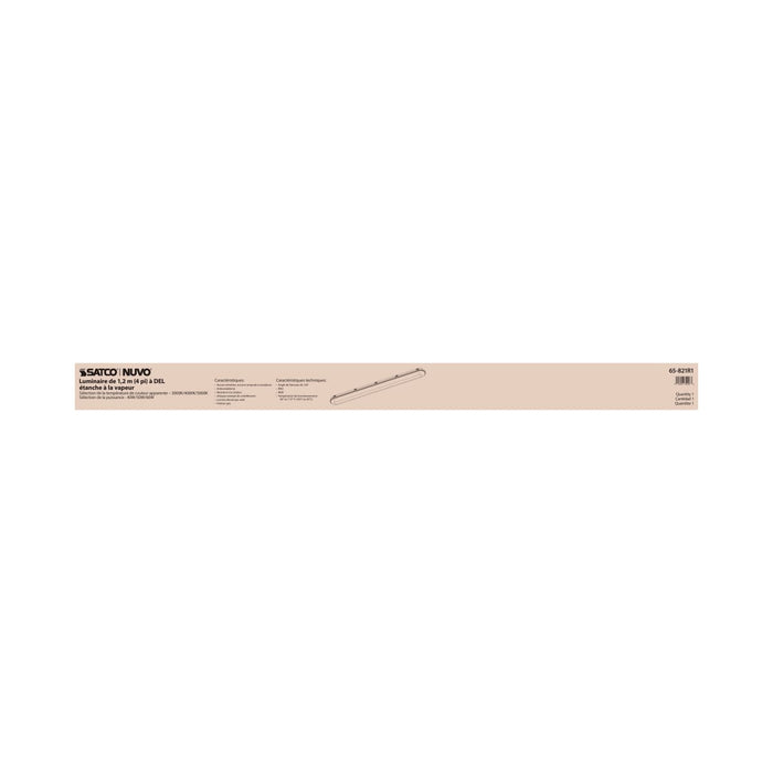 Vapor Tight Nuvo 65-821R1 4 Foot - Vapor Proof Linear Fixture - CCT & Wattage Selectable - IP65 and IK08 Rated - 0-10V Dimming - 120V-347V - Gray Finish Nuvo