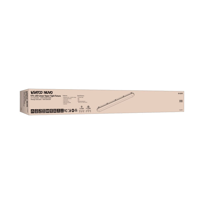 Vapor Tight Nuvo 65-821R1 4 Foot - Vapor Proof Linear Fixture - CCT & Wattage Selectable - IP65 and IK08 Rated - 0-10V Dimming - 120V-347V - Gray Finish Nuvo