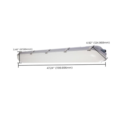 Vapor Tight Nuvo 65-824R1 4 Foot - Vapor Proof Linear Fixture with Integrated Microwave Sensor - CCT & Wattage Selectable - IP65 and IK08 Rated - 120V-347V - Gray Finish Nuvo