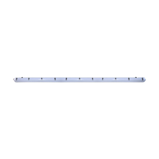 Vapor Tight Nuvo 65-825 8 Foot - Vapor Proof Linear Fixture with Integrated Microwave Sensor - CCT & Wattage Selectable - IP65 and IK08 Rated - Gray Finish Nuvo
