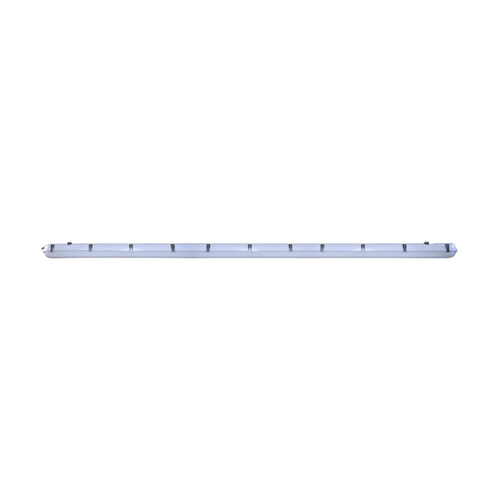 Vapor Tight Nuvo 65-825 8 Foot - Vapor Proof Linear Fixture with Integrated Microwave Sensor - CCT & Wattage Selectable - IP65 and IK08 Rated - Gray Finish Nuvo
