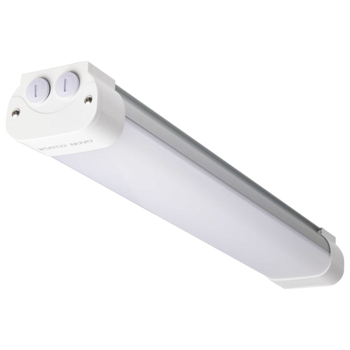 Vapor Tight Nuvo 65-830 2 Foot - 20 Watt - LED Tri-Proof Linear Fixture - CCT Selectable - IP65 and IK08 Rated - 0-10V Dimming - White / Gray Finish Nuvo