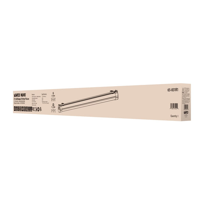 Vapor Tight Nuvo 65-831R1 4 Foot - LED Tri-Proof Linear Fixture - CCT & Wattage Selectable - IP65 and IK08 Rated - 0-10V Dimming - 120V-347V - White / Gray Finish Nuvo