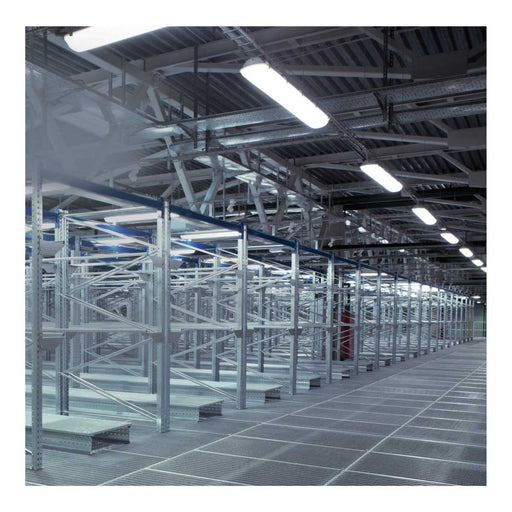 Vapor Tight Nuvo 65-832R1 2 Foot - 20 Watt - LED Tri-Proof Linear Fixture with Integrated Microwave Sensor - CCT Selectable - IP65 and IK08 Rated - 120V-347V - White / Gray Finish Nuvo