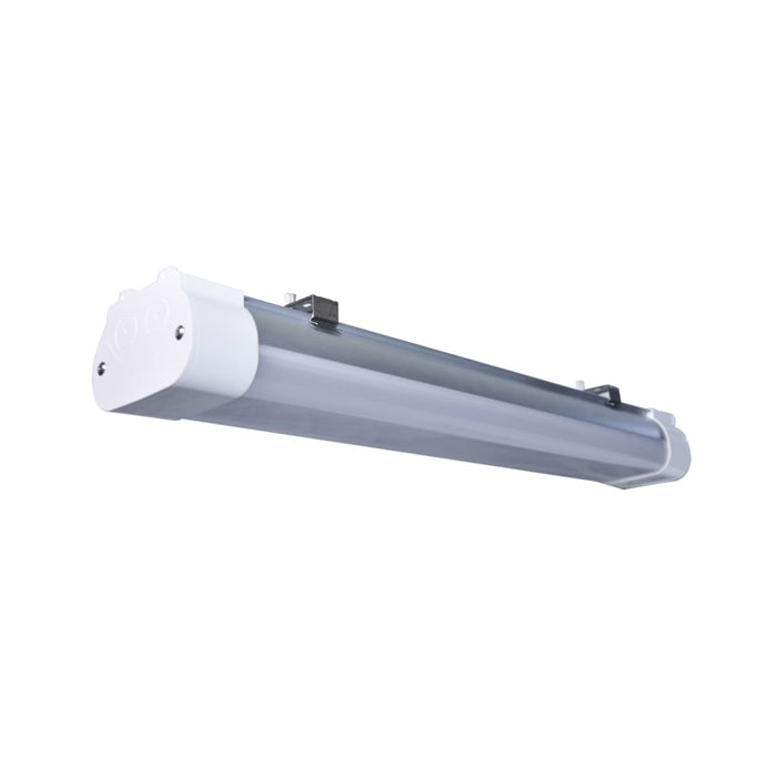 Vapor Tight Nuvo 65-832 2 Foot - 20 Watt - LED Tri-Proof Linear Fixture with Integrated Microwave Sensor - CCT Selectable - IP65 and IK08 Rated - White / Gray Finish Nuvo