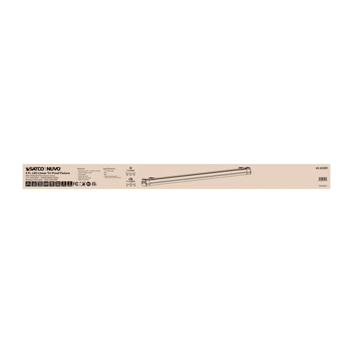 Vapor Tight Nuvo 65-833R1 4 Foot - LED Tri-Proof Linear Fixture with Integrated Microwave Sensor - CCT & Wattage Selectable - IP65 and IK08 Rated - 120V-347V - White / Gray Finish Nuvo