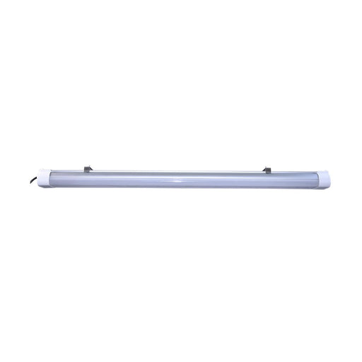 Vapor Tight Nuvo 65-833 4 Foot - LED Tri-Proof Linear Fixture with Integrated Microwave Sensor - CCT & Wattage Selectable - IP65 and IK08 Rated - White / Gray Finish Nuvo