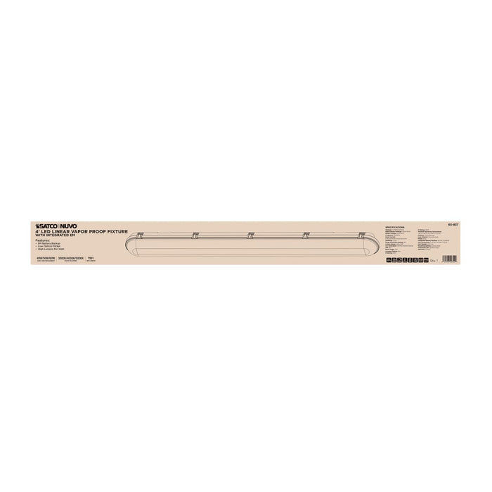 Vapor Tight Nuvo 65-837 40/50/60 Watt LED 4 Foot Linear Vapor Proof Fixture - 3K/4K/5K CCT Selectable - 120-347 Volt - Gray Finish Nuvo