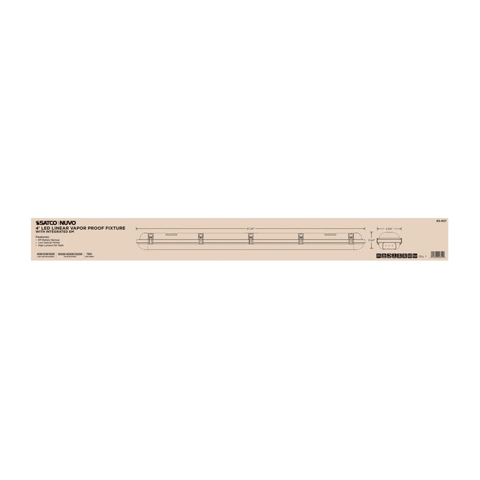 Vapor Tight Nuvo 65-837 40/50/60 Watt LED 4 Foot Linear Vapor Proof Fixture - 3K/4K/5K CCT Selectable - 120-347 Volt - Gray Finish Nuvo