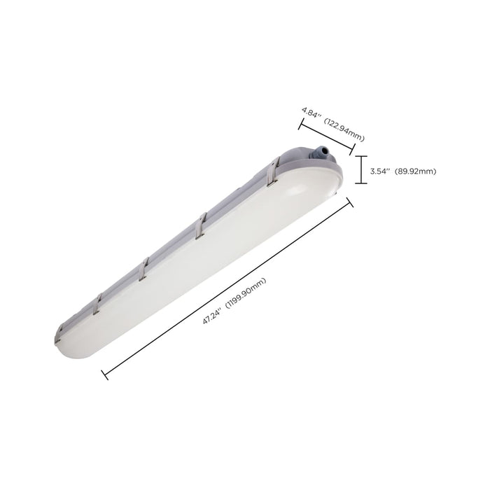 Vapor Tight Nuvo 65-837 40/50/60 Watt LED 4 Foot Linear Vapor Proof Fixture - 3K/4K/5K CCT Selectable - 120-347 Volt - Gray Finish Nuvo