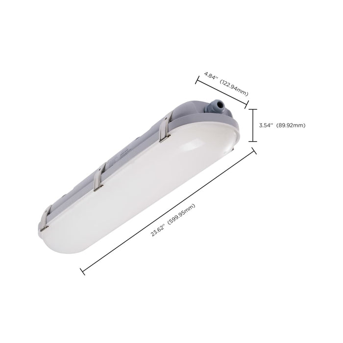 Vapor Tight Nuvo 65-838 20 Watt LED 2 Foot Linear Vapor Proof Fixture - Emergency Battery - Integrated Microwave Sensor - 3K/4K/5K CCT Selectable - 120-347 Range Voltage - Gray Finish Nuvo