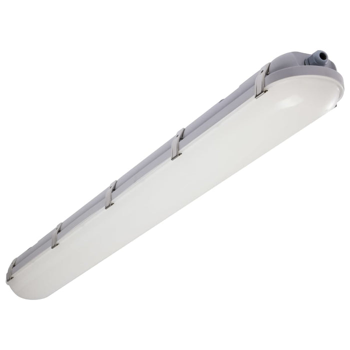 Vapor Tight Nuvo 65-839 40/50/60 Watt LED 4 Foot Linear Vapor Proof Fixture - Emergency Battery - Integrated Microwave Sensor - 3K/4K/5K CCT Selectable - 120-347 Range Voltage - Gray Finish Nuvo