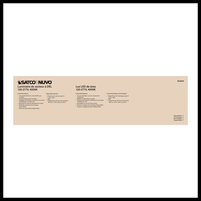 Area Light Nuvo 65-844 LED Area Light Type III - 200W - Bronze Finish - 4000K - 120-277V Nuvo