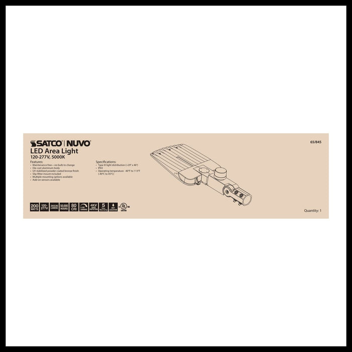 Area Light Nuvo 65-845 LED Area Light Type III - 200W - Bronze Finish - 5000K - 120-277V Nuvo