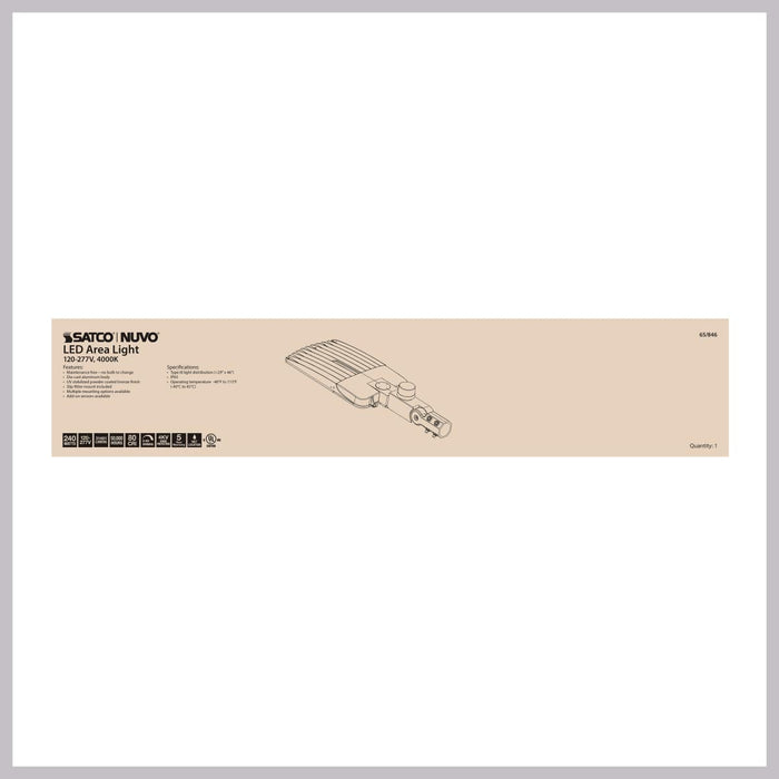 Area Light Nuvo 65-846 LED Area Light Type III - 240W - Bronze Finish - 4000K - 120-277V Nuvo