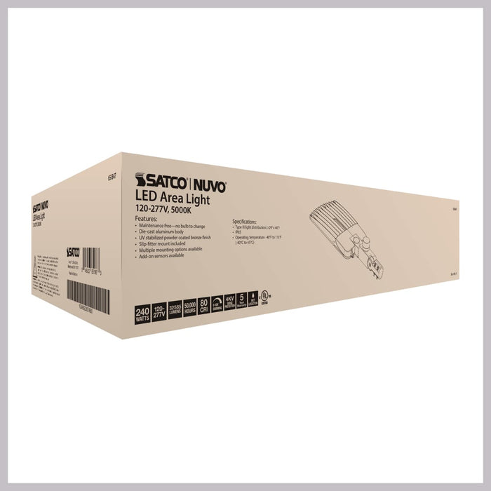 Area Light Nuvo 65-847 LED Area Light Type III - 240W - Bronze Finish - 5000K - 120-277V Nuvo