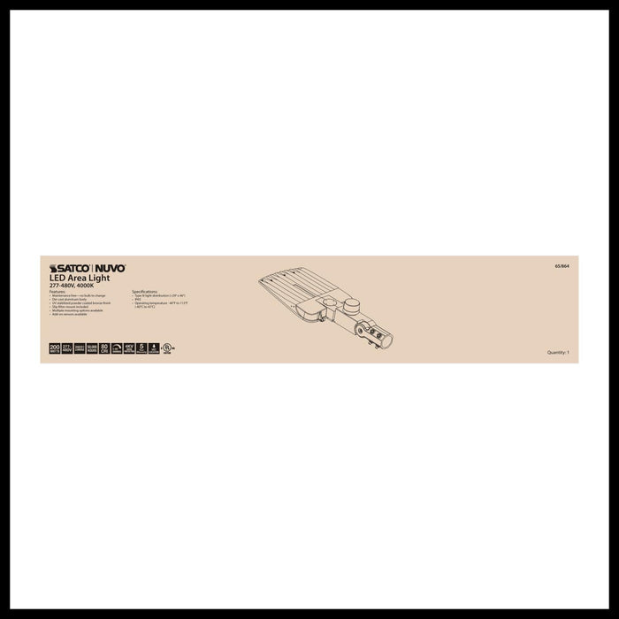Area Light Nuvo 65-864 LED Area Light Type III - 200W - Bronze Finish - 4000K - 277-480V Nuvo