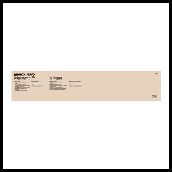 Area Light Nuvo 65-865 LED Area Light Type III - 200W - Bronze Finish - 5000K - 277-480V Nuvo
