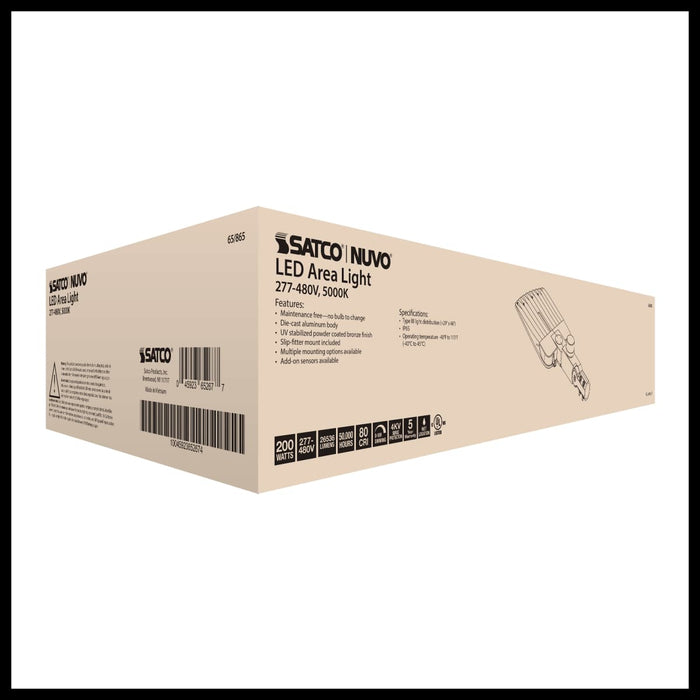 Area Light Nuvo 65-865 LED Area Light Type III - 200W - Bronze Finish - 5000K - 277-480V Nuvo