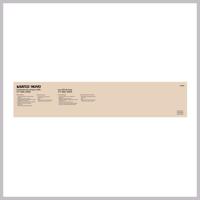 Area Light Nuvo 65-866 LED Area Light Type III - 240W - Bronze Finish - 4000K - 277-480V Nuvo
