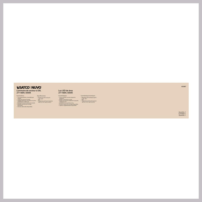 Area Light Nuvo 65-867 LED Area Light Type III - 240W - Bronze Finish - 5000K - 277-480V Nuvo
