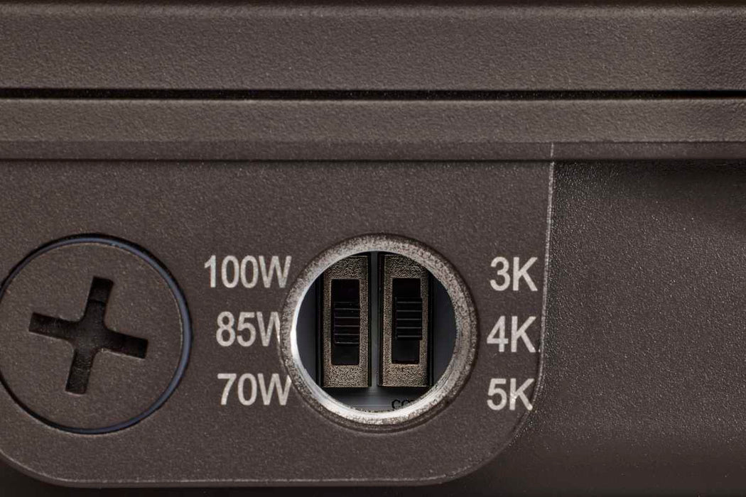 Wall Pack Nuvo 65-885 LED Low Profile Wall Pack - Wattage 70/85/100W and CCT 3K/4K/5K Selectable - Photocell - Dimmable - Bronze Finish Nuvo