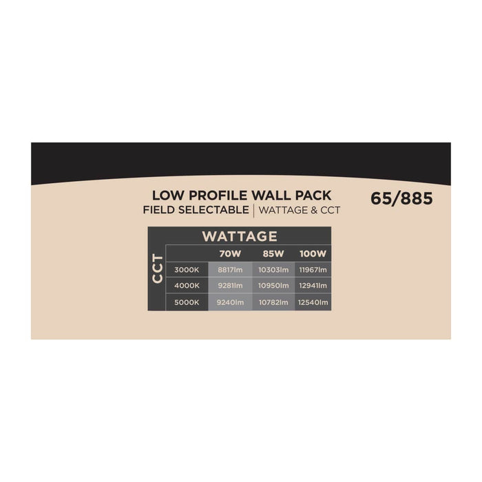 Wall Pack Nuvo 65-885 LED Low Profile Wall Pack - Wattage 70/85/100W and CCT 3K/4K/5K Selectable - Photocell - Dimmable - Bronze Finish Nuvo