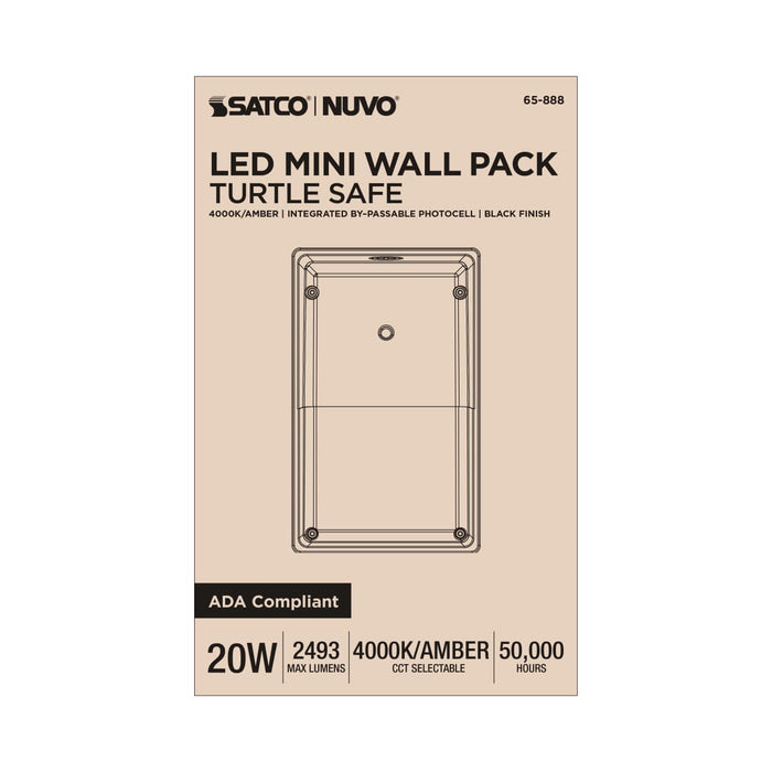 Wall Pack Satco 65-888 Turtle Safe Wall Pack - 20 Watt - 4000K CCT - Black Finish - Amber Light Satco