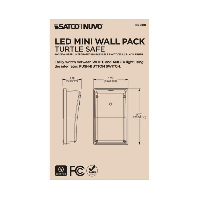 Wall Pack Satco 65-888 Turtle Safe Wall Pack - 20 Watt - 4000K CCT - Black Finish - Amber Light Satco