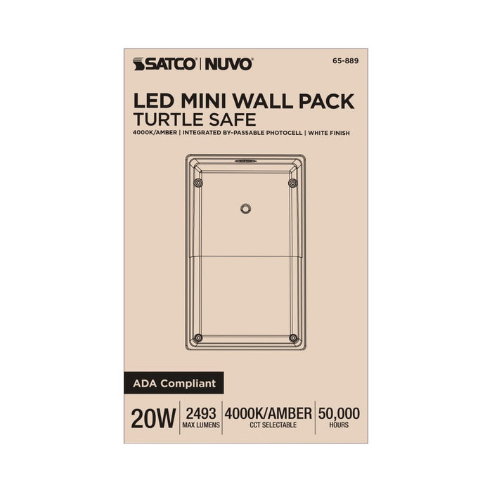 Wall Pack Nuvo 65-889 LED Turtle Friendly Small Wall Pack - 20 Watt - Amber Color - White Finish Nuvo