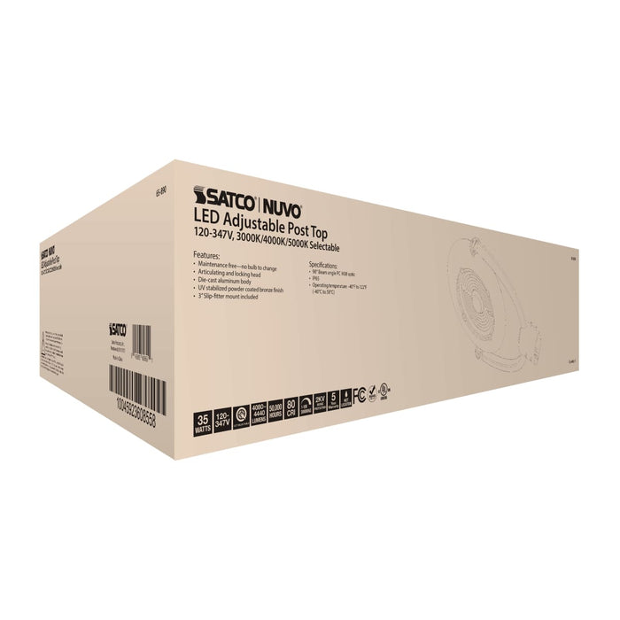 Post Top Nuvo 65-890 35 Watt Adjustable Post Top LED - CCT Selectable - 120-347 Volt - Bronze Finish Nuvo