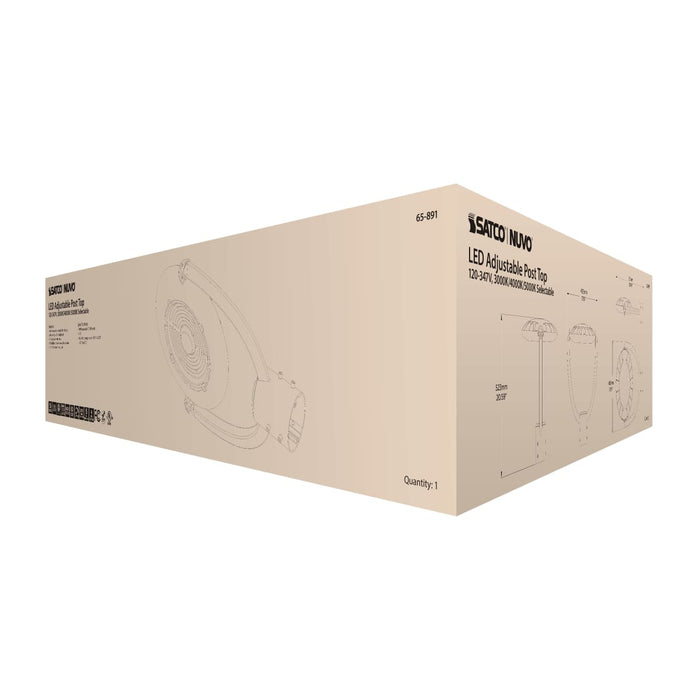 Post Top Nuvo 65-891 55 Watt Adjustable Post Top LED - CCT Selectable - 120-347 Volt - Bronze Finish Nuvo