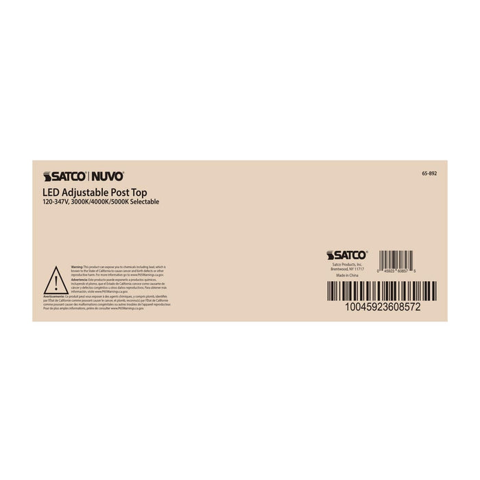 Post Top Nuvo 65-892 75 Watt Adjustable Post Top LED - CCT Selectable - 120-347 Volt - Bronze Finish Nuvo