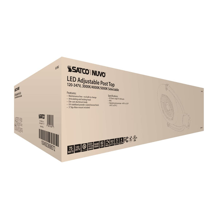 Post Top Nuvo 65-892 75 Watt Adjustable Post Top LED - CCT Selectable - 120-347 Volt - Bronze Finish Nuvo