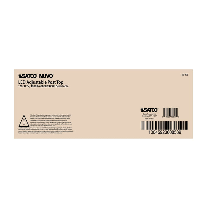 Post Top Nuvo 65-893 100 Watt Adjustable Post Top LED - CCT Selectable - 120-347 Volt - Bronze Finish Nuvo