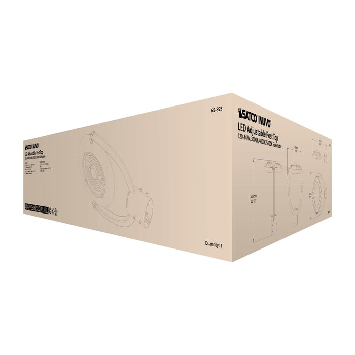 Post Top Nuvo 65-893 100 Watt Adjustable Post Top LED - CCT Selectable - 120-347 Volt - Bronze Finish Nuvo