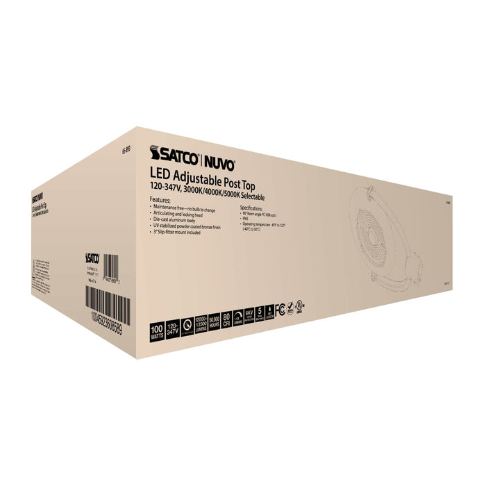 Post Top Nuvo 65-893 100 Watt Adjustable Post Top LED - CCT Selectable - 120-347 Volt - Bronze Finish Nuvo
