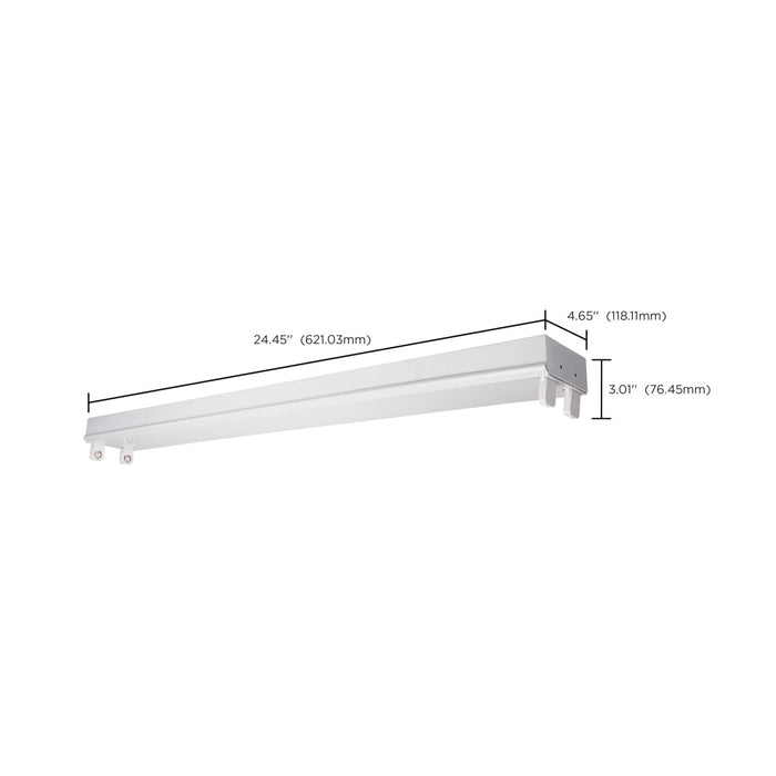 Strip Light Nuvo 65-910 2 Foot - Dual T8 Lamp Ready Fixture Channel - Empty Body Fixture - Complete Lamp Wiring Guide Available - White Finish Nuvo